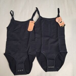Shapermint Womens Shape Wear Black Compression Snap Bodysuit  Sz S 2 Pack NWT